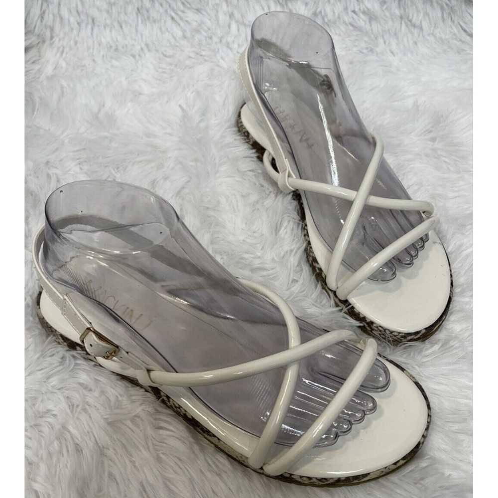 Mackin J Sandals White Leopard Print sole Shoes Women's Size 10